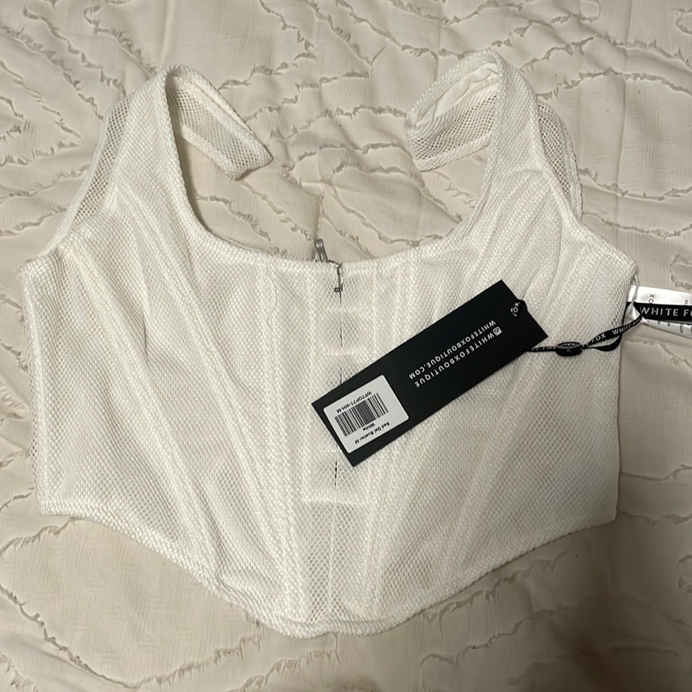 NWT white fox corset top!